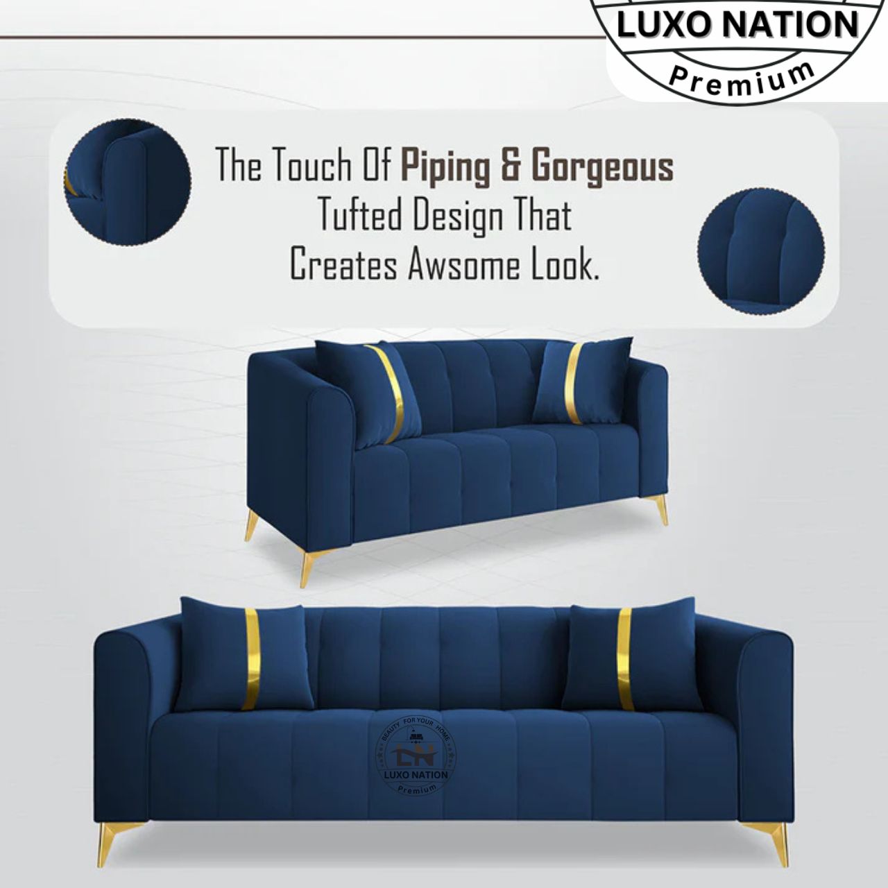 Luxo Nation Premium Luxury Sofa Set β & Modern Design for Living Room
